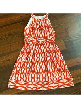 DB Established | Women's Orange & White Sleeveless Dress | Size 10 | 0768